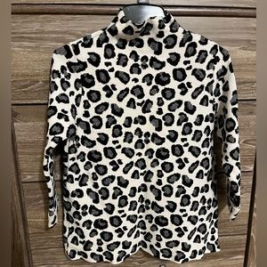 Tahari black and white leopard print sweater